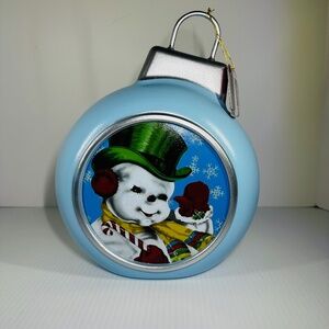 Mr Christmas Blow Mold Snowman Ornament Blue Table Top Tree Decor Light Up
